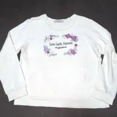 150★メゾピアノ★リボン付き！お花刺繍トレーナー★