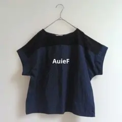 AuieF アウィーエフ レースドッキング フレンチスリーブ ブラウス ネイビーのサムネイル