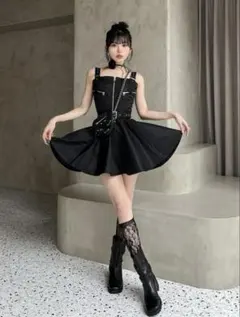 ダーリッチ darich ナイロンジャンパーミニワンピース BLK FREE