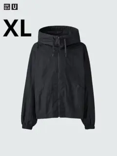 ユニクロU フーデッドブルゾン ブラック XL