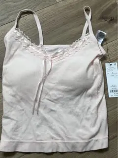 レースデザイン カップ付きインキャミ ピンク