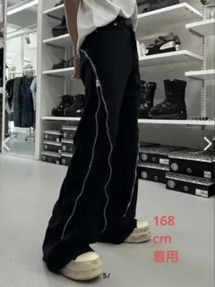 【SUPADA】zipper line black denim pants