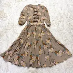 ノンノンドール レース フリル セットアップ スカート ブラウ 花柄 