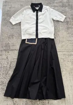 《新品タグ付》バイカラー 半袖ポロニットカーディガンのサムネイル