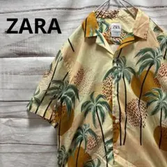 ZARA アロハシャツ 総柄オープンカラーシャツ 半袖シャツ パイナップル柄のサムネイル