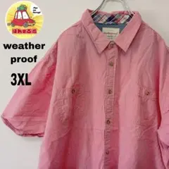 USA古着 weatherproof　半袖ボタンシャツ3XL　ピンクのサムネイル