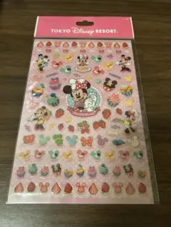 ミニーちゃん　いちごモチーフぷっくりシール