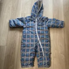Bebe babyチェック柄ロンパース フリース裏地付き