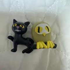 ねないこだれだ バスボール 黒猫 フクロウ フィギュアセット