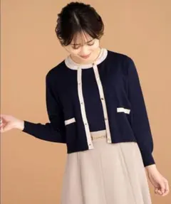 【2点セット】any SiS バイカラーアンサンブル 低身長企画 ネイビー 2のサムネイル