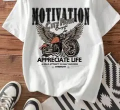 SHEIN MOTIVATION バックプリントTシャツ ホワイト