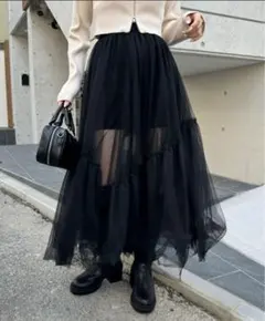 chico チュールランダムフレアスカート