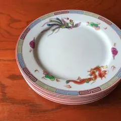 龍鳳凰 皿 中華皿 中皿 縁起物 5枚組 レトロ