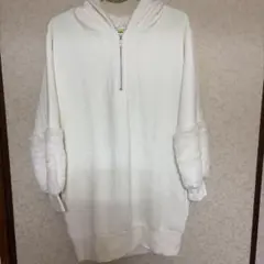 CECIL Mc BEE ファー付き ハーフジップ ワンピース ホワイト