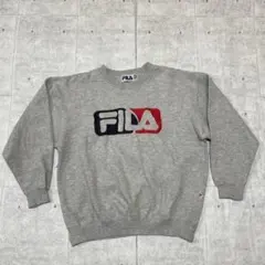 FILA スウェット 刺繍ロゴ ビッグロゴ グレー スポーツ フィラ