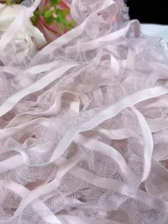 B242 艶感有桜色ストレッチフリルレース 手芸用品