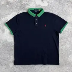 ラルフローレン ボタンダウンポロシャツ ネイビー/グリーン XXL