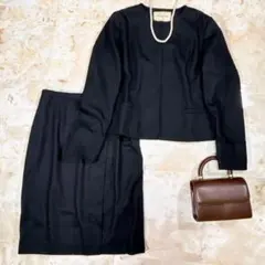 極美品 ユナイテッドアローズ ウールノーカラージャケット セットアップ 紺 38