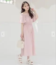 honeys オフショル2wayワンピース オフショルダー ピンク Sサイズ