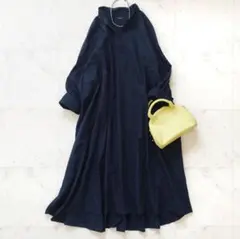 ジャーナルスタンダード スキッパーシャツワンピース ネイビー コットン Aライン