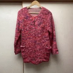 ノーカラージャケット カーディガン　ピンク系　ROPE アルパカ混のサムネイル
