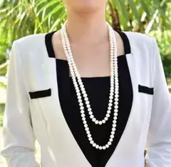 a13新作大粒ロングパールネックレス結婚式ウエディング☆778