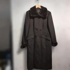 Leilian レリアン カシミアロングコート ミンクファー襟、袖付き