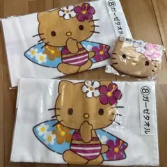 日焼けキティちゃん ガーゼタオル 顔型ポーチ