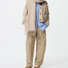 ユニクロ　ジャージーバレルレッグパンツ　m ベージュ