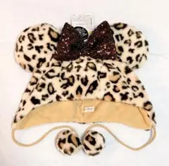 ディズニーリゾート　ヒョウ柄　ファンキャップ ブラウン 茶色　レオパード ミニー