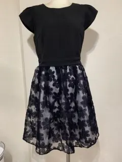 JILL STUARTサイズM黒フロッキー花柄ワンピース♭4963