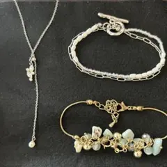 アクセサリー3点セット　ネックレス1 ブレスレット2 Juno ラティス