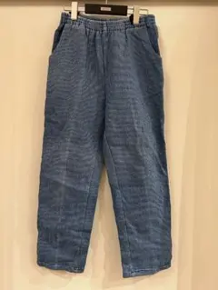 カジュアルパンツ ブルー デニム風 ヒッコリー LL