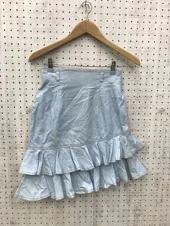 Y2K マーメイドコア古着 アシメ 斜めティアードフリルシャンブレースカート