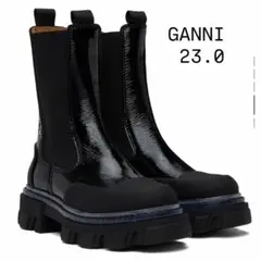 GANNI 23.0 レザー　ブラック チェルシー サイドゴア ブーツ 厚底