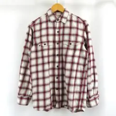 RED HEAD チェック ワーク ネル シャツ 古着 S レッド グレー