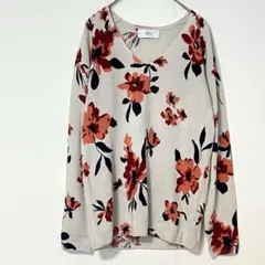 AZUL by MOUSSY フラワー柄 Vネック ニットプルオーバー 長袖