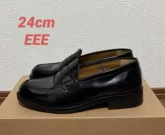 HARUTA ブラックレザー ローファー 24 EEE