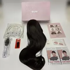 ❤️SUN9 フルウィッグ ロングウェーブ ダークブラウン ピンクメッシュのサムネイル