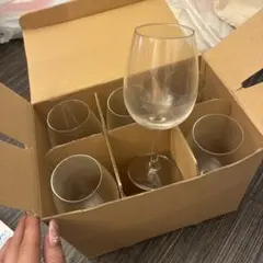 透明ガラス製　ワイングラス　6個セット