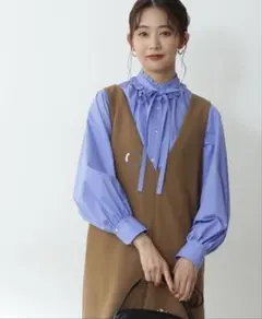 natural beauty basic フリル　シャツ　ブルー