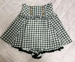 LIZLISA ギンガムツイードサスペンダー付スカパン ブラック