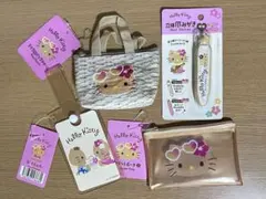 日焼けキティ　マイクロバッグチャーム　爪磨き　カードホルダー　フラットポーチ