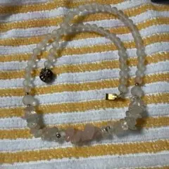 天然石ビーズネックレス クリア ピンク