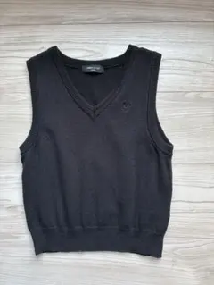 COMME CA ISM 黒 Vネック ニットベスト