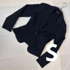 美品｜ストライプ柄テーラードジャケット｜ブラック｜Sサイズ｜就活面接オフィス通勤