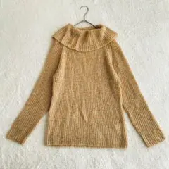 エル タートルネック ざっくり編み ニット セーター ミックス糸 M チュニック