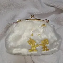 ディズニー　 ホワイトフェイクファーバッグ ゴールドチェーン付き