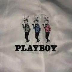 PLAYBOY サテン長袖シャツ ホワイト　　刺繍のサムネイル