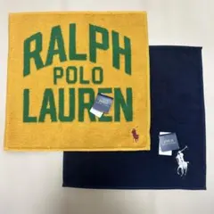 新品　ラルフローレン タオルハンカチ　ビックポロ　ロゴ　ネイビー